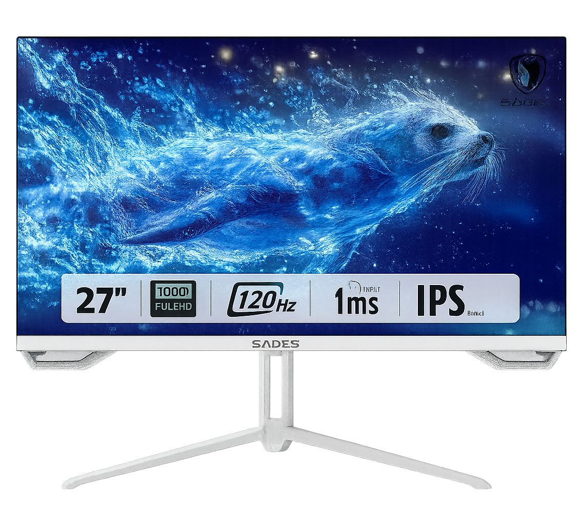 سادس SL-Sealion - F01F27W شاشة ألعاب مسطحة 27 بوصة فول أتش دي - ابيض